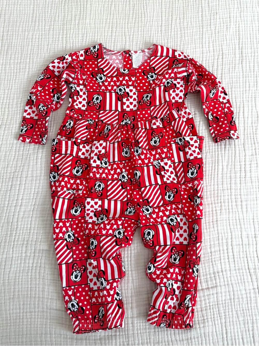 Vintage Red Minnie Mouse Long Sleeve Romper
